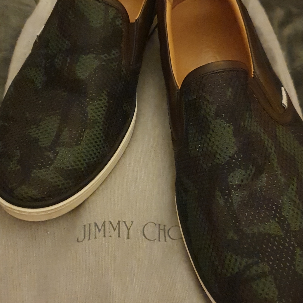 Jimmy Choo Camo Glitter Slip Ons - Sz 10/10.5 US